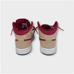 Air Jordan 1 Mid White Onyx Light Curry Beige Red Size 5Y 554725-201